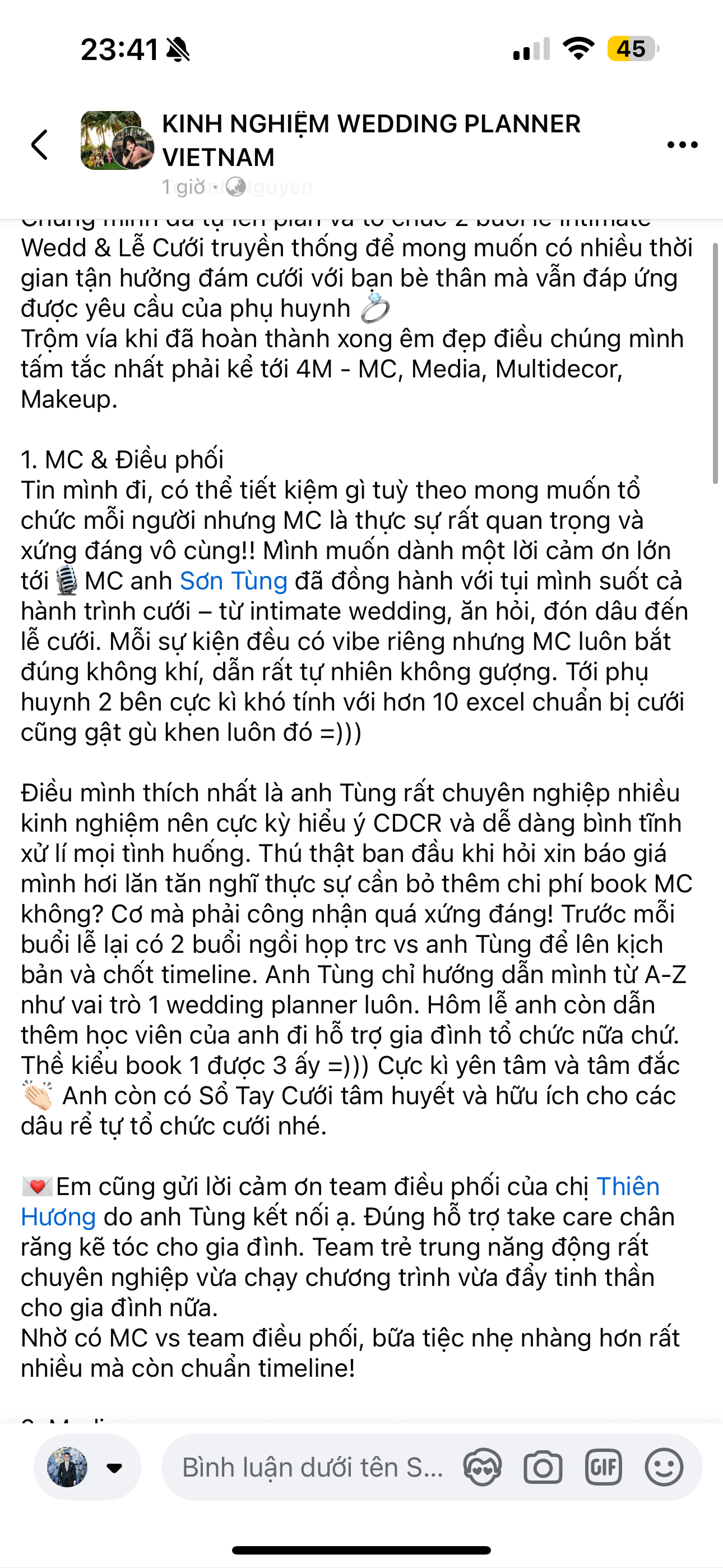 Khoảnh khắc thực tế trong lễ cưới do MC Sơn Tùng đồng hành