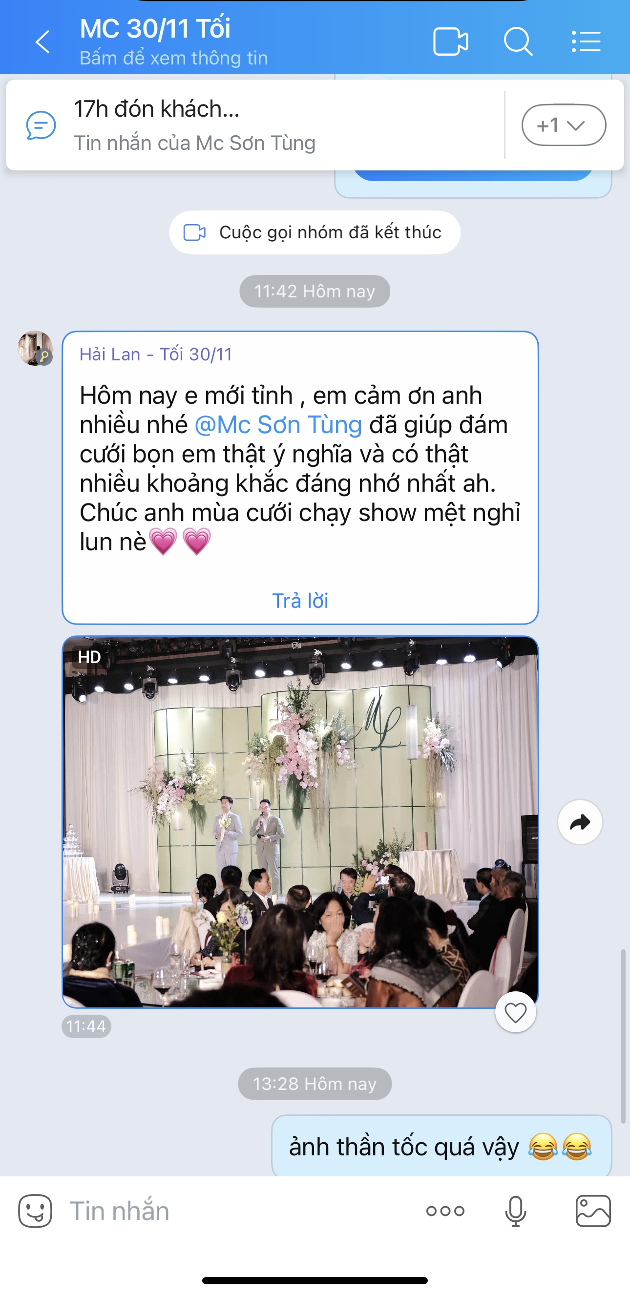 Khoảnh khắc thực tế trong lễ cưới do MC Sơn Tùng đồng hành