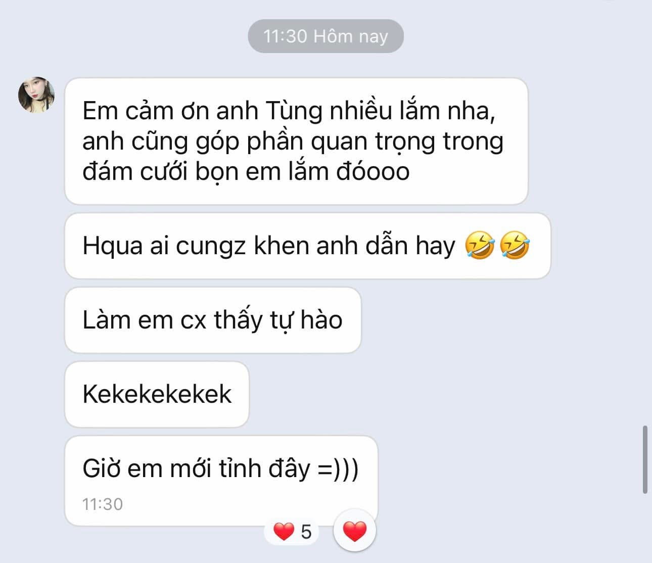 Khoảnh khắc thực tế trong lễ cưới do MC Sơn Tùng đồng hành