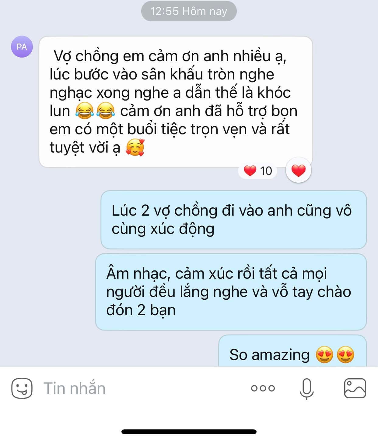 Khoảnh khắc thực tế trong lễ cưới do MC Sơn Tùng đồng hành