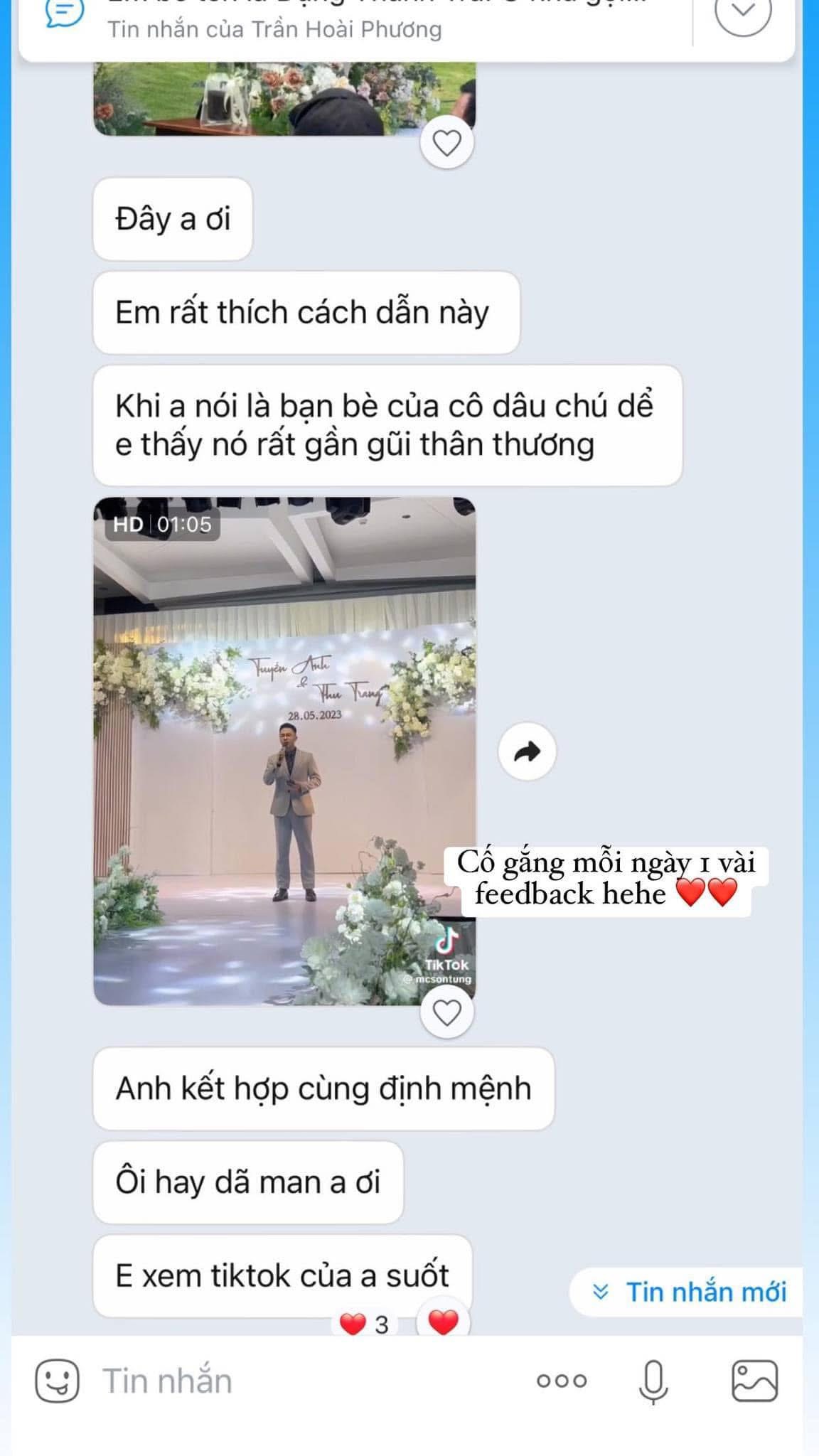 Khoảnh khắc thực tế trong lễ cưới do MC Sơn Tùng đồng hành