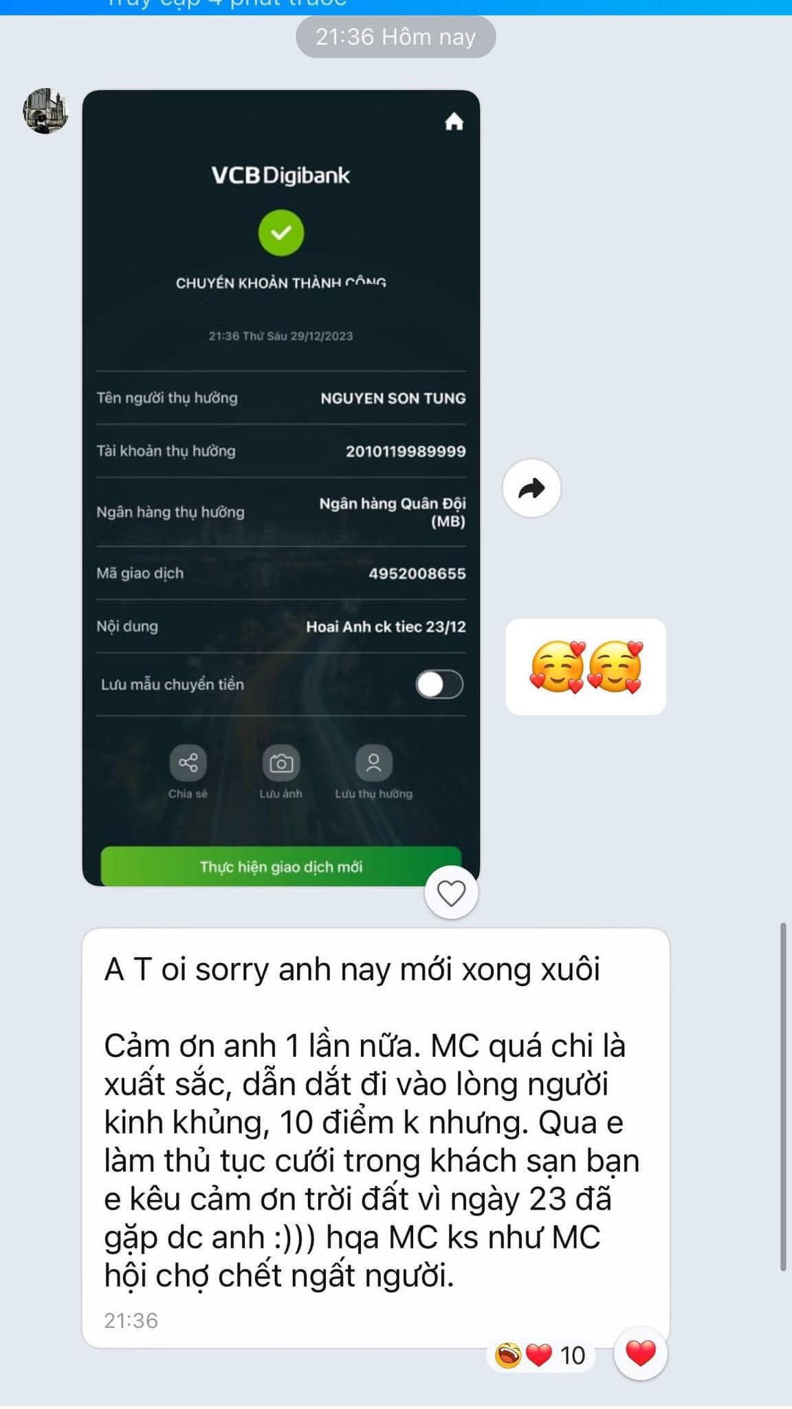 Khoảnh khắc thực tế trong lễ cưới do MC Sơn Tùng đồng hành