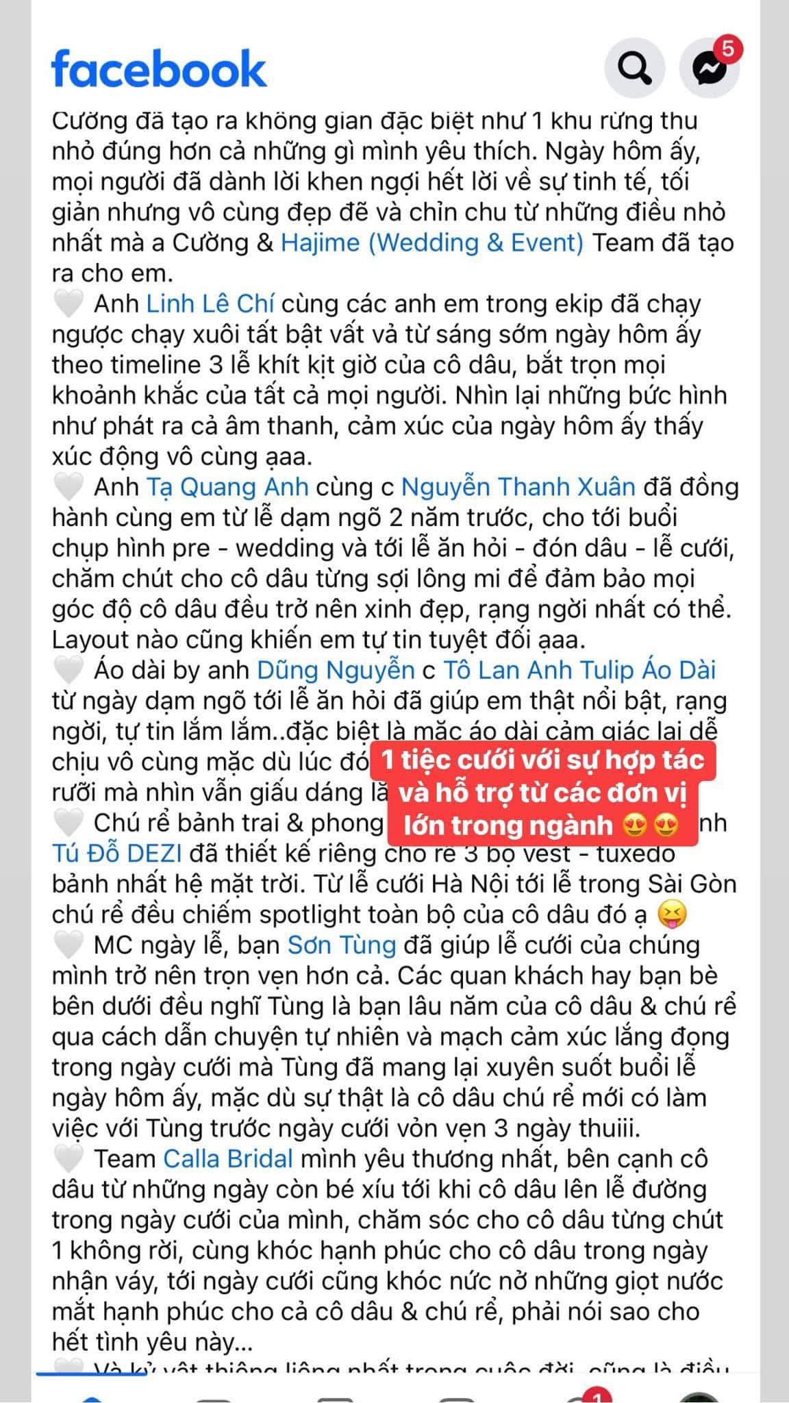 Khoảnh khắc thực tế trong lễ cưới do MC Sơn Tùng đồng hành