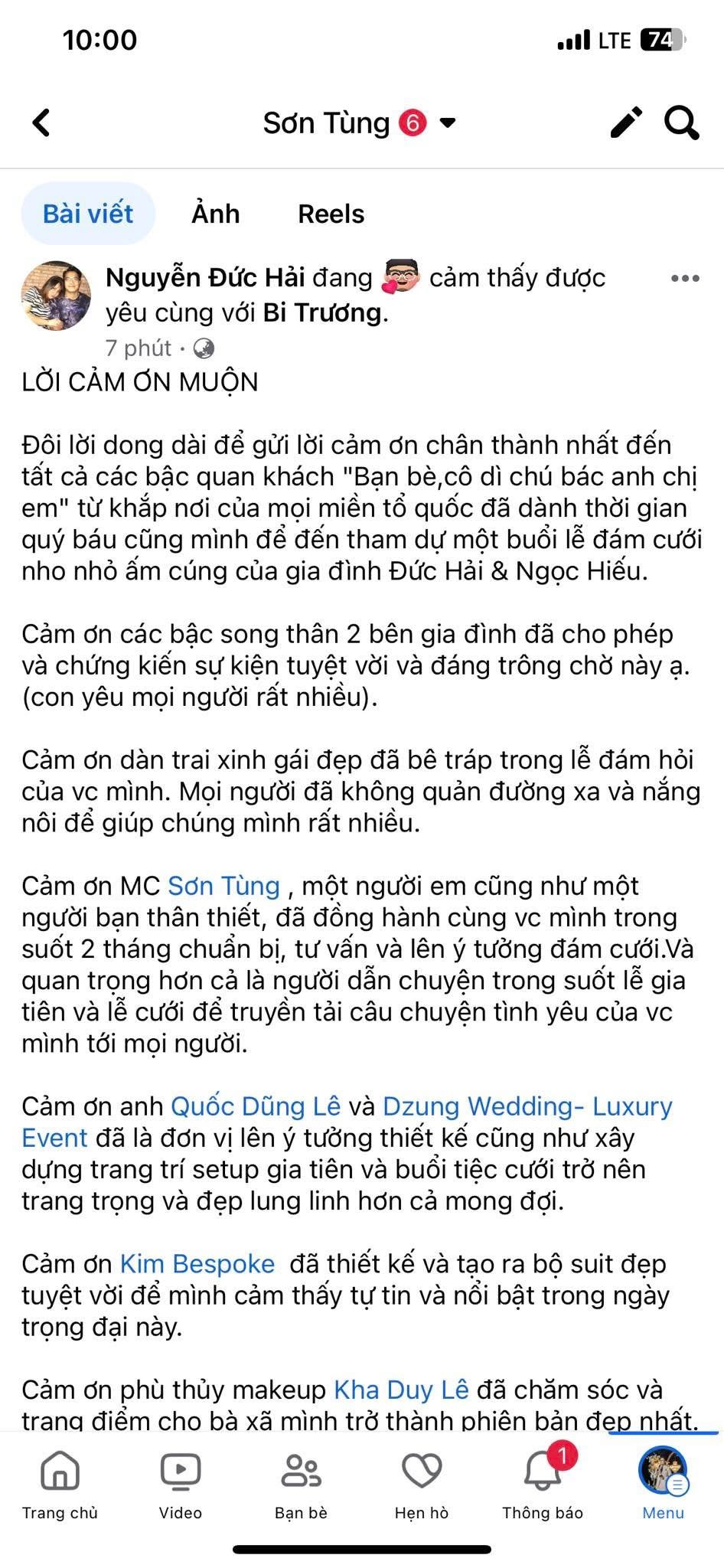 Khoảnh khắc thực tế trong lễ cưới do MC Sơn Tùng đồng hành